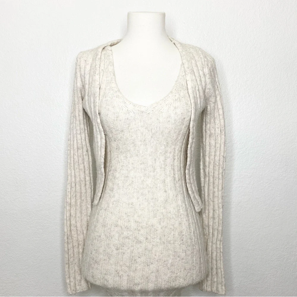 Cream ribbed knitted Sweater Dress Set - Picture 1 of 8